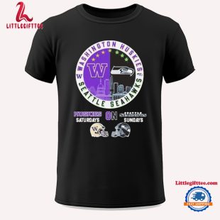 Washington Huskies On Saturdays X Seattle Seahawks On Sundays Helmet Unisex T Shirt ki2usw.jpg