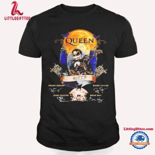 ack Skellington X Queen Band Signatures Halloween Music Movie Unisex T Shirt