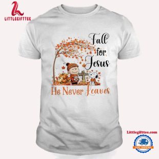 Fall For Jesus He Never Leaves Snoopy Halloween T Shirt