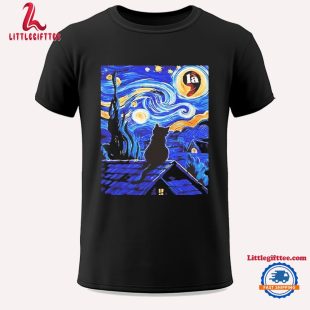 Halloween Starry Night Black Cat Comma La Kamala Harris Unisex T Shirt