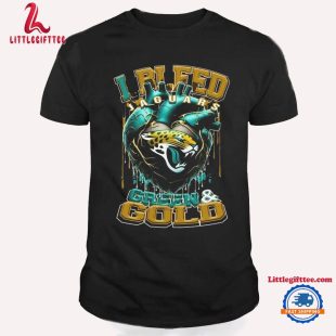 Jacksonville Jaguars I Bleed Jaguars Green & Gold Heart Unisex T Shirt