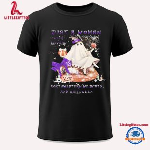 Just A Women Loves Northwestern Wildcats And Halloween 2024 Unisex T Shirt