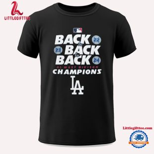 Los Angeles Back To Back To Back Dodgers Nl West Division Champions 2024 Unisex T Shirt