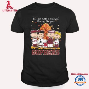 Minnesota Golden Gophers x Peanuts Snoopy Autumn It’s The Most Wonderful Time Of The Year 2024 Unisex T Shirt