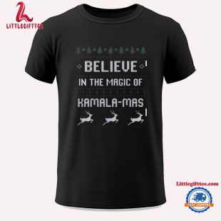 Believe In The Magic Of Kamala Mas Kamala Harris 2024 Ugly Christmas Unisex T Shirt