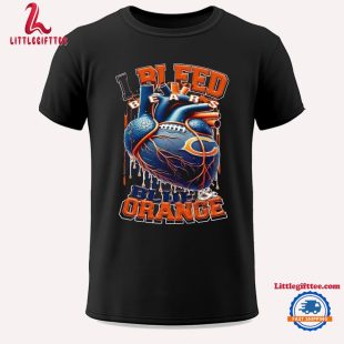 Chicago Bears I Bleed Bears Blue And Orange Heart Unisex T Shirt