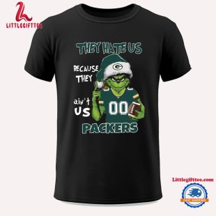 Custom Number They Hate Us Green Bay Packers Grinch Football Christmas T Shirt