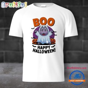 Cute Moo Deng Halloween Boo Unisex T Shirt