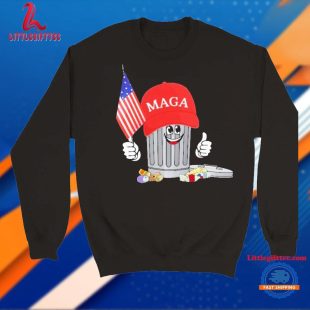 Funny Trump Maga Garbage Can Cartoon Character American Flag Unisex T Shirt