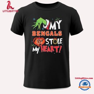 Grinch Hand My Cincinnati Bengals Stole My Heart Football 2024 Unisex T Shirt