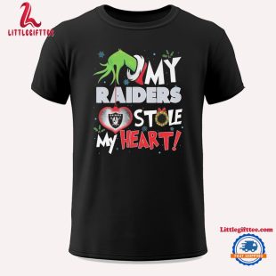 Grinch Hand My Las Vegas Raiders Stole My Heart Football 2024 Unisex T Shirt