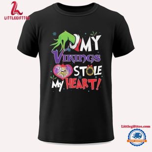 Grinch Hand My Minnesota Vikings Stole My Heart Football 2024 Unisex T Shirt