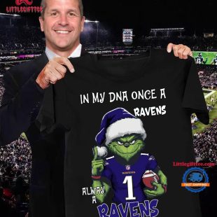 In My DNA Once Always A Baltimore Ravens Grinch Football Christmas New T Shirt