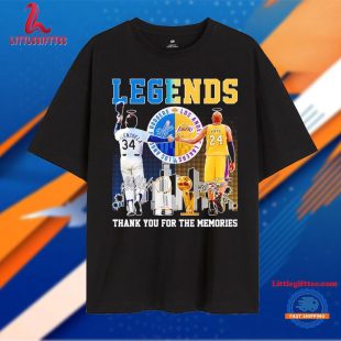 Los Angeles Legend Dodgers Valenzuela And Lakers Bryant Signatures T Shirt