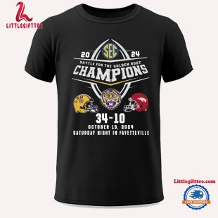 Lsu Tigers Victory Arkansas Football 2024 The Battle For The Golden Boot Champions Score 34-10 Unisex T Shirt