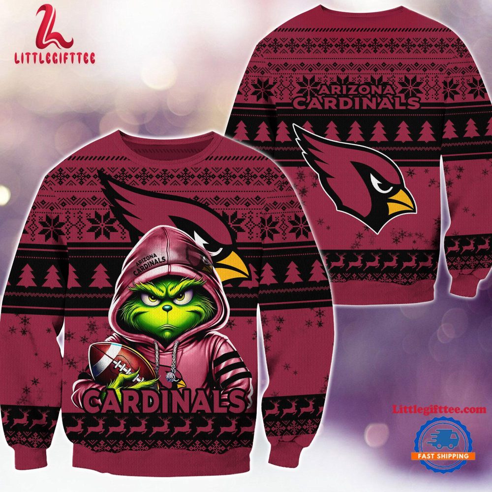 Arizona Cardinals 2024 NFL Football Christmas x Grinch Ugly Christmas Sweater