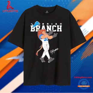 Brian Branch Lion Detroit Lions Signature T Shirt