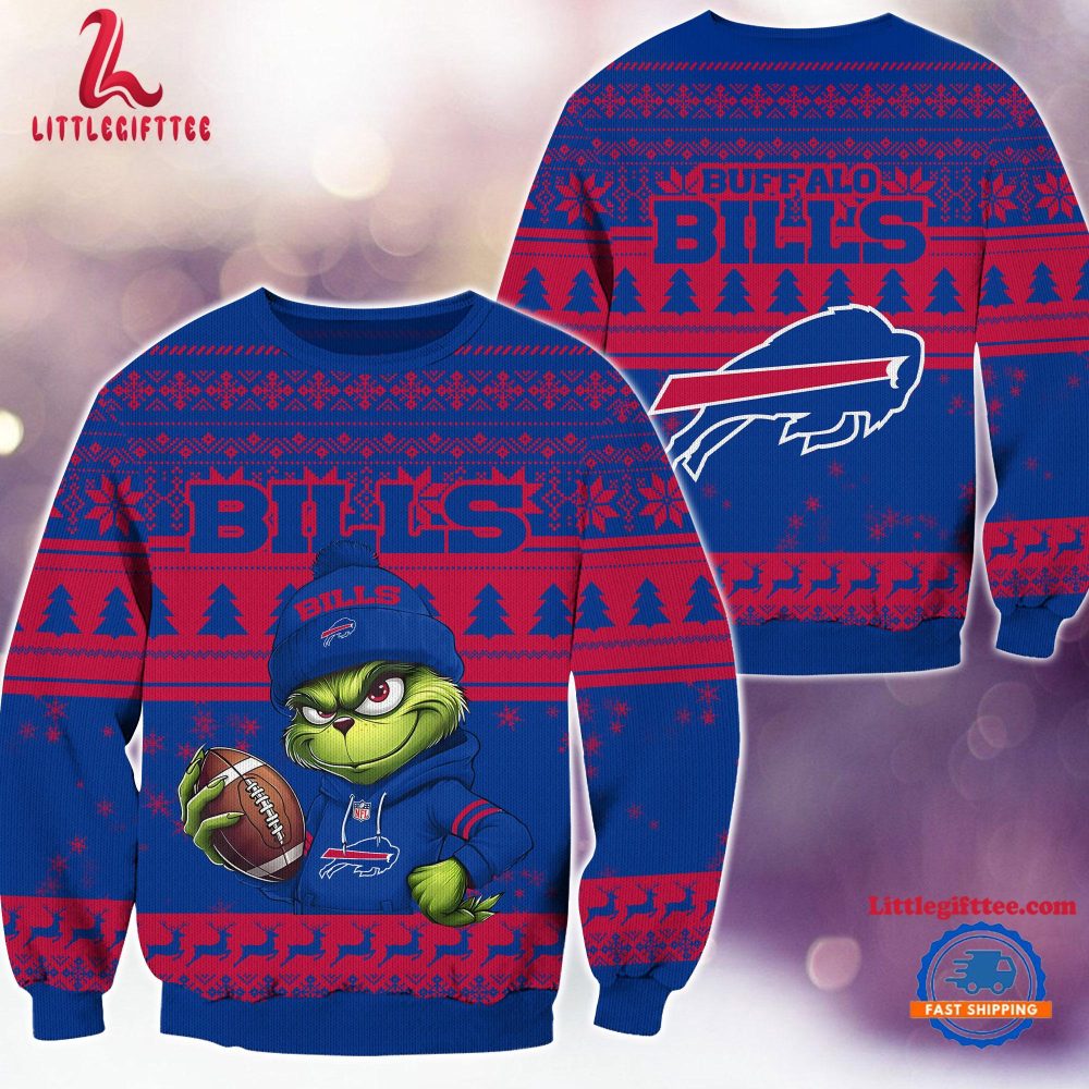 Buffalo Bills 2024 NFL Christmas Grinch Football Limited Edition Ugly Christmas Sweater