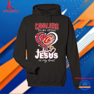 Cavaliers in My Veins Jesus in My Heart Diamond Heart T Shirt