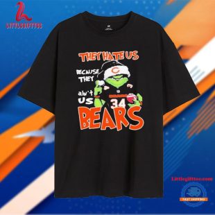 Chicago Bears The Grinch Santa They Hate Us Because They Ain’t Us Christmas Holidays T Shirt