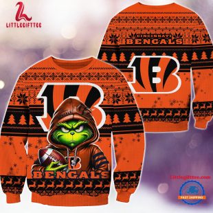 Cincinnati Bengals 2024 NFL Football Christmas x Grinch Ugly Christmas Sweater