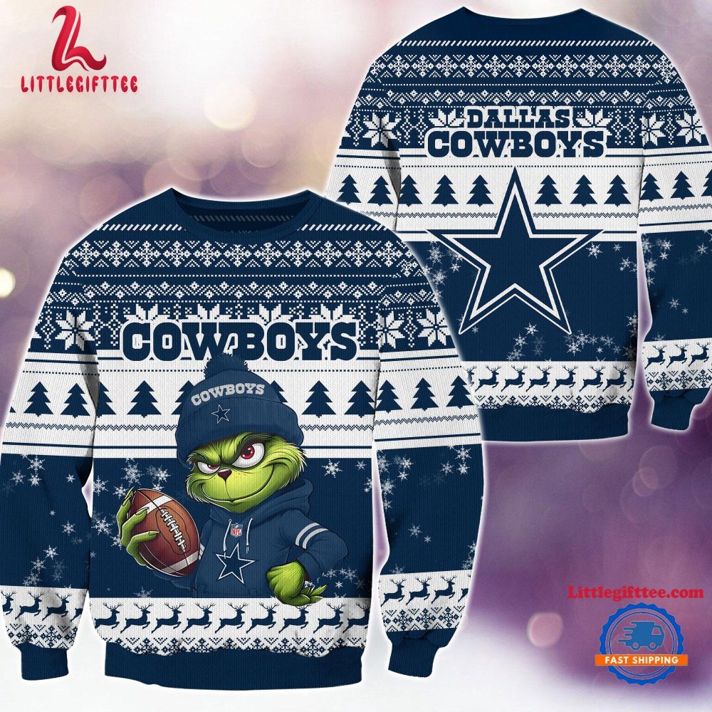 Dallas Cowboys 2024 NFL Christmas Grinch Football Limited Edition Ugly Christmas Sweater