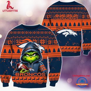 Denver Broncos 2024 NFL Football Christmas x Grinch Ugly Christmas Sweater