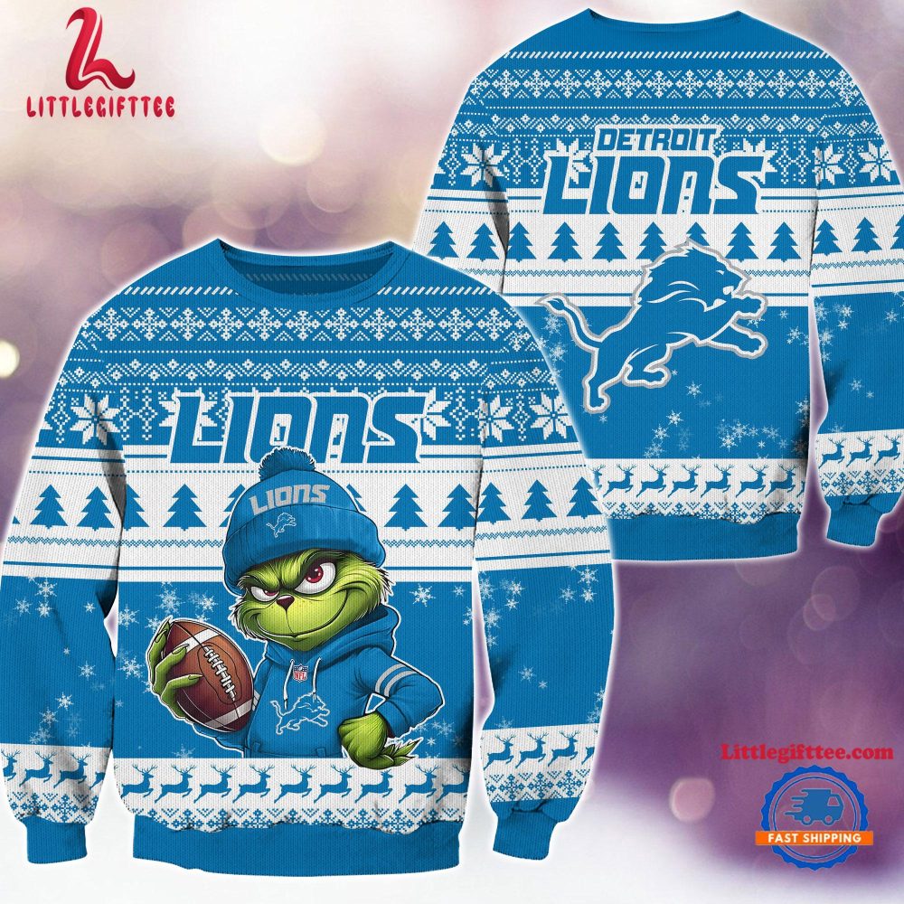 Detroit Lions 2024 NFL Christmas Grinch Football Limited Edition Ugly Christmas Sweater