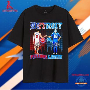 Detroit Piston and Detroit Lions Players Cunningham and Goff Signatures T Shirt