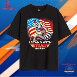 Fist racoon I Stand With Trump Us Flag T Shirt