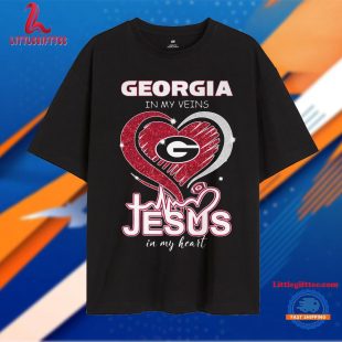 Georgia Bulldogs Football In My Veins Jesus In My Heart New Unisex T Shirt