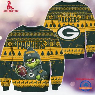 Green Bay Packers 2024 NFL Christmas Grinch Football Limited Edition Ugly Christmas Sweater