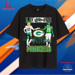 Green Bay Packers Legends Rodgers and Bart Starr Signatures Unisex T Shirt