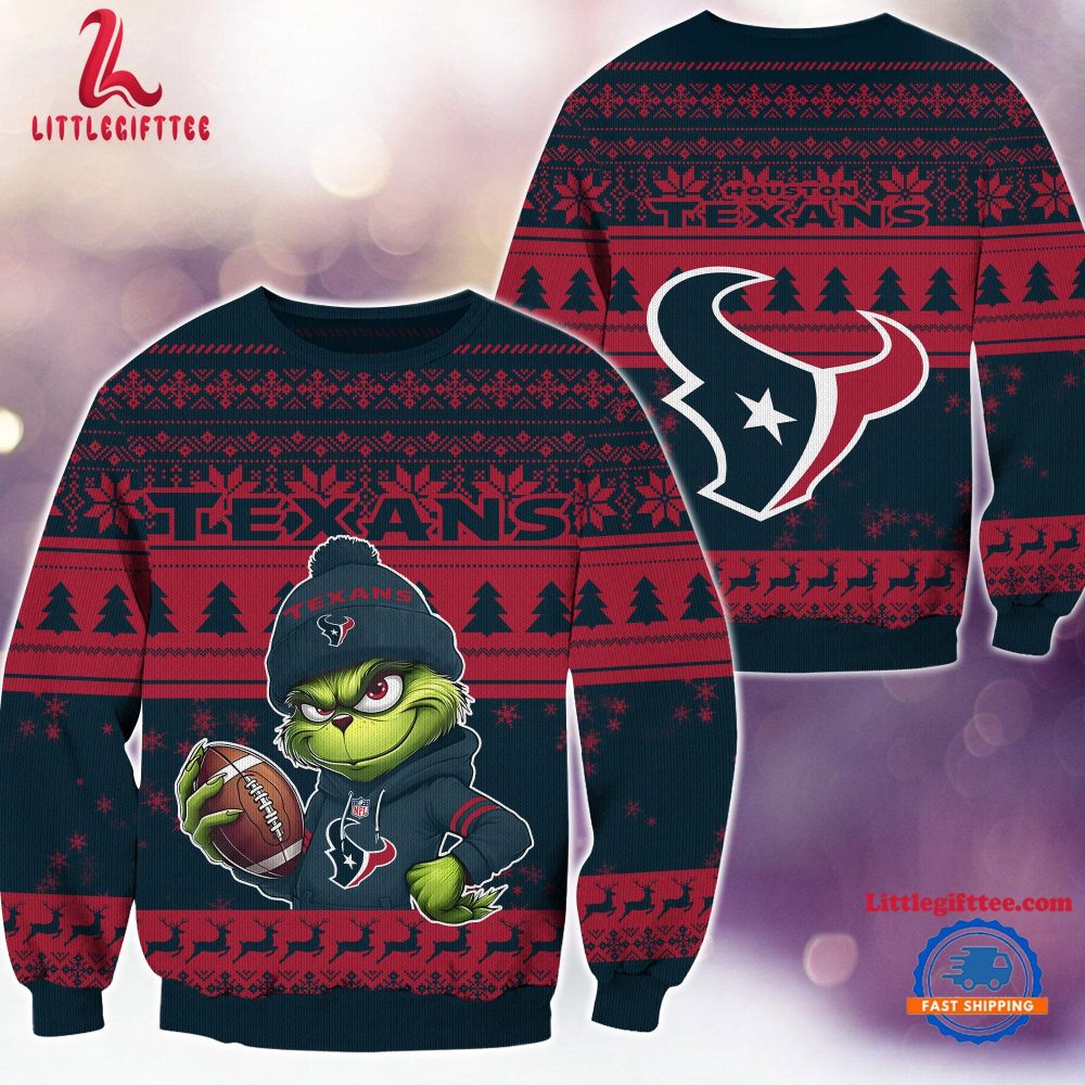 Houston Texans 2024 NFL Christmas Grinch Football Limited Edition Ugly Christmas Sweater