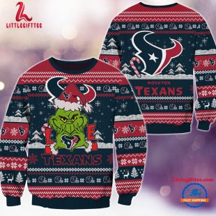 Houston Texans NFL 2024 Grinch Lover Santa Hats Ugly Christmas Sweater