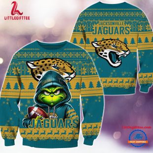 Jacksonville Jaguars 2024 NFL Football Christmas x Grinch Ugly Christmas Sweater