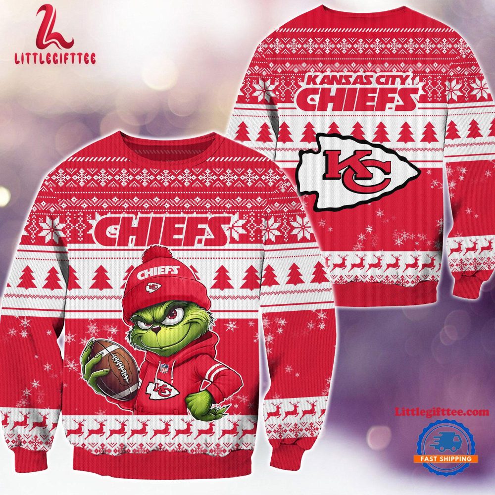 Kansas City Chiefs 2024 NFL Christmas Grinch Football Limited Edition Ugly Christmas Sweater