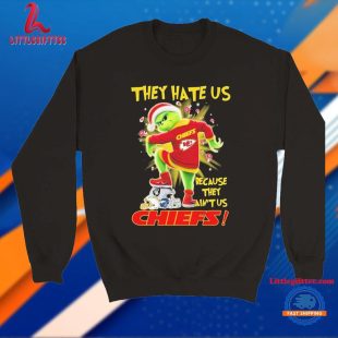 Kansas City Chiefs The Grinch Santa They Hate Us Because They Ain’t Us Las Vegas Raiders Los Angeles Rams Denver Broncos Helmet Christmas Holidays T Shirt