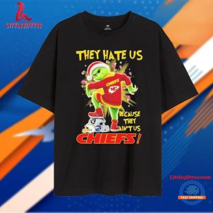 Kansas City Chiefs The Grinch Santa They Hate Us Because They Ain’t Us Las Vegas Raiders Los Angeles Rams Denver Broncos Helmet Christmas Holidays T Shirt