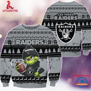 Las Vegas Raiders 2024 NFL Christmas Grinch Football Limited Edition Ugly Christmas Sweater