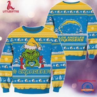 Los Angeles Chargers NFL 2024 Grinch Lover Santa Hats Ugly Christmas Sweater