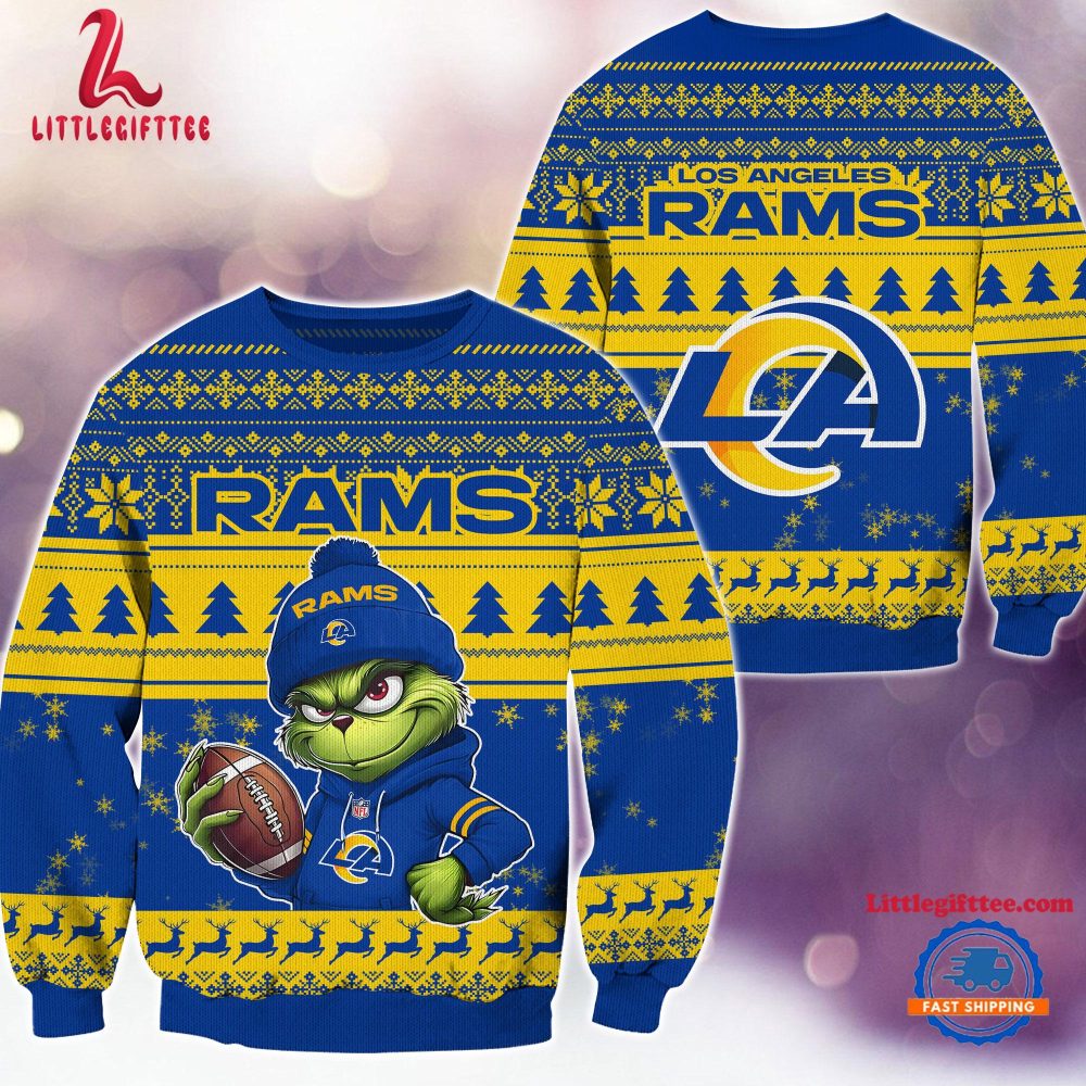 Los Angeles Rams 2024 NFL Christmas Grinch Football Limited Edition Ugly Christmas Sweater