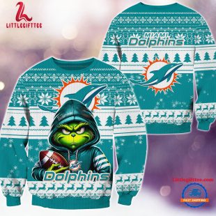 Miami Dolphins 2024 NFL Football Christmas x Grinch Ugly Christmas Sweater