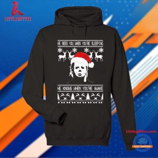 Michael Myers He Sees You When You’re Sleeping He Knows Christmas T Shirt