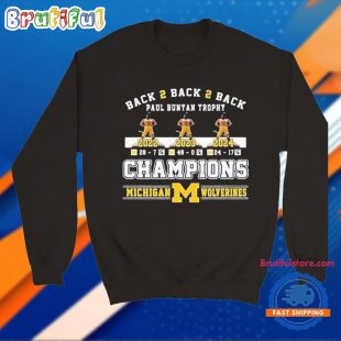 Michigan Wolverines Back 2 Back 2 Back Paul Bunyan Trophy Champions 2024 T Shirt