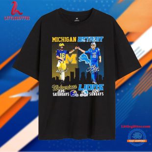 Michigan Wolverines on Saturdays Detroit Lions on Sundays Davis Warren and Jared Goff T Shirt