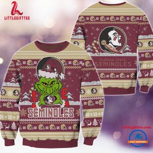 NCAA Florida State Seminoles Grinch Lover Santa Hats Ugly Christmas Sweater