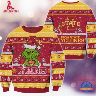 NCAA Iowa State Cyclones Grinch Lover Santa Hats Ugly Christmas Sweater