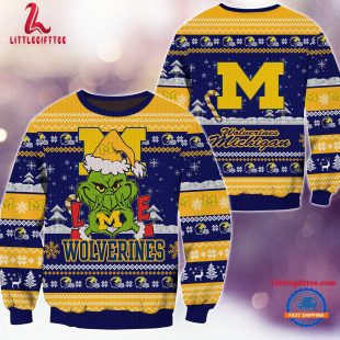 NCAA Michigan Wolverines Grinch Lover Santa Hats Ugly Christmas Sweater