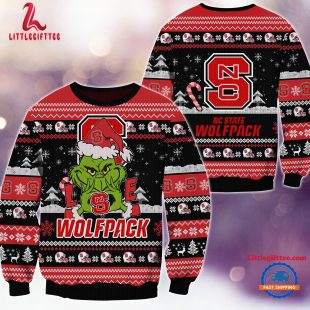 NCAA NC State Wolfpack Grinch Lover Santa Hats Ugly Christmas Sweater